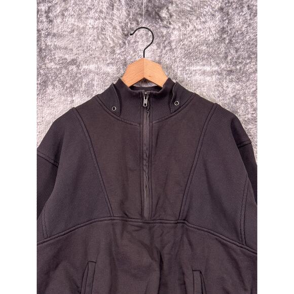 Joah Brown Sweatshirt Small / Medium Womens Gray Retro Half Zip Fleece Pullover - Picture 2 of 8